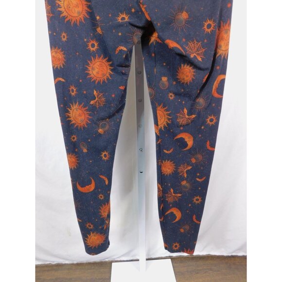 No Boundaries Leggings Womens Medium Navy Orange Halloween Celestial Print Bats - Picture 7 of 11